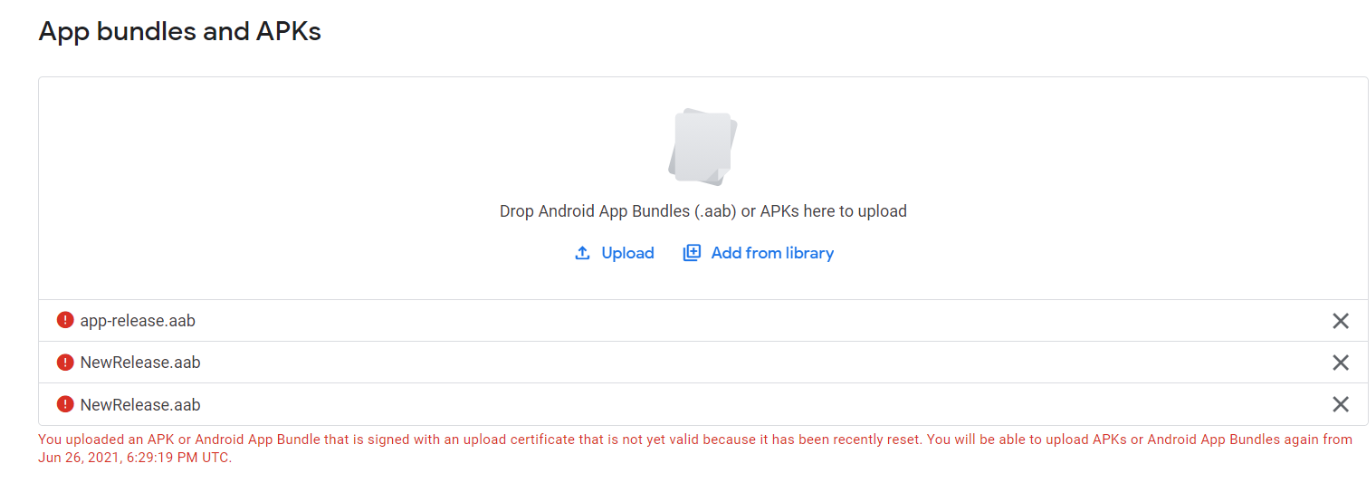 App bundle signed with wrong key